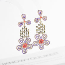 Load image into Gallery viewer, Jewelblings Vintage Chandelier Style Trio Petal Stud and Tassel Flower Drop Earrings Luxury Jewelry
