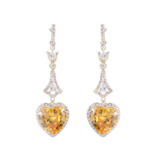 Load image into Gallery viewer, Jewelblings Vintage Inspiration Long Studded Faceted Cut Yellow Heart Drop Earrings for Lover Spouse Wife Jewelry
