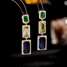 Load image into Gallery viewer, Jewelblings Modern Fashion 4-prong Set Rectangle Stones Drop Earrings Geometrical Jewelry

