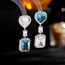 Load image into Gallery viewer, Jewelblings Valentine’s Day Jewelry Pink Yellow Heart Shaped and Rectangle Stone Drop Earrings for Lovers Spouse Wife Anniversary Gifts

