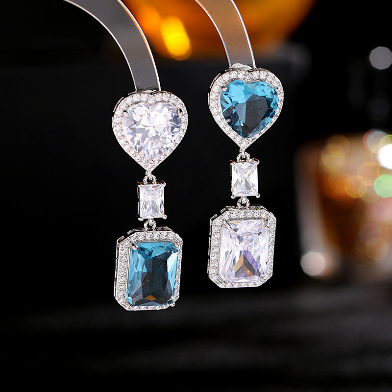 Jewelblings Valentine’s Day Jewelry Pink Yellow Heart Shaped and Rectangle Stone Drop Earrings for Lovers Spouse Wife Anniversary Gifts