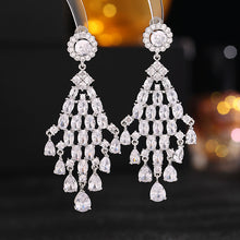 Load image into Gallery viewer, Jewelblings Luxury Oval Tear Accent Rhombus Shaped Tassel Earrings High Fashion Accessory
