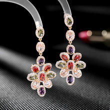 Load image into Gallery viewer, Jewelblings Fantastic Multi Colored Oval Cut Stones Cluster Flower Drop Earrings Formal Dinner Party Accessory

