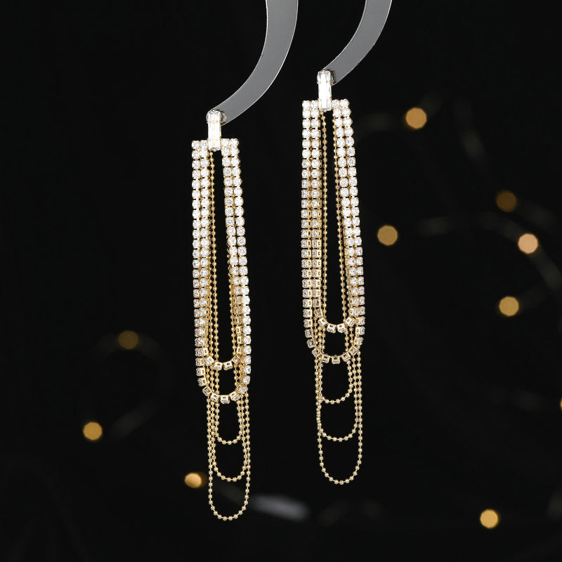 Jewelblings Fantastic Golden Beads Tiered Loop Tassel Earrings for Night Club Accessory