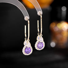 Load image into Gallery viewer, Jewelblings Classy Fashion Studded Teardrop and U Shaped Pierced Earrings with Two Short Tassel
