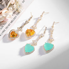 Load image into Gallery viewer, Jewelblings Vintage Inspiration Long Studded Faceted Cut Yellow Heart Drop Earrings for Lover Spouse Wife Jewelry
