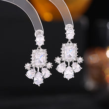 Load image into Gallery viewer, Jewelblings Old European Inspiration Faceted Green Stone Earrings with Trio Yellow Pear Stone Hemmed Color Blocking Jewelry

