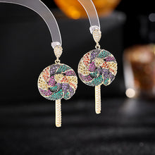 Load image into Gallery viewer, Jewelblings Delightful Fashion Round Shaped Purple Hot Pink Yellow Lollipop Earrings Candy Jewelry
