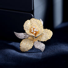 Load image into Gallery viewer, Jewelblings Luxurious Full Micro Pave CZ Blossom Yellow Orchid Flower Brooch Pin for Women Jewelry
