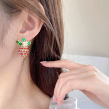 Load image into Gallery viewer, Jewelblings Adorable Enamel Leaf Marquise Shape CZ Carrot Stud Earrings Fruit Jewelry
