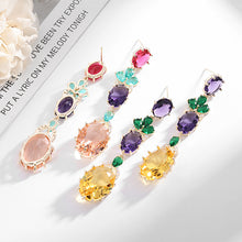 Load image into Gallery viewer, Jewelblings Vintage Long Trio Tiered Red Purple Pink Oval Drop Earrings Party Accessory
