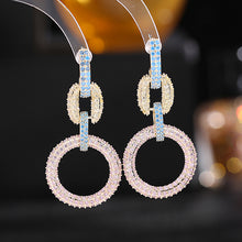 Load image into Gallery viewer, Jewelblings Chic Designer Blue Yellow Pink Circle Round Link Drop Earrings Modern Fashion Jewelry
