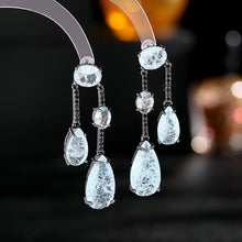 Load image into Gallery viewer, Modern Design Green Yellow Oval Double Tear Tassel Drop Earrings Geometrical Jewelry
