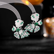 Load image into Gallery viewer, Jewelblings Luxurious Full Pave and Oval Stone Accent Green Butterfly Stud Earrings for Summer Weekend Holiday Party
