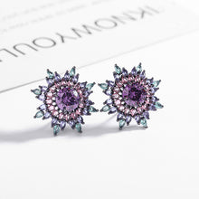 Load image into Gallery viewer, Jewelblings Fancy Style Burst Style Eight Point Pink Purple Round Flower Stud Earrings for Holiday Jewelry

