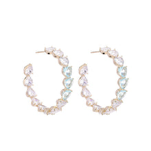 Load image into Gallery viewer, Jewelblings Romantic Style Blue Heart Cut CZ Hoop Earrings C Shaped Earrings Jewelry

