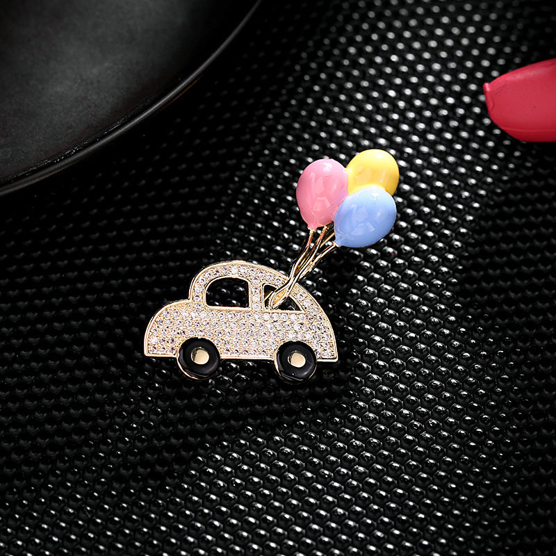 Jewelblings Lovely Goldtone Tell Her/Him How I Feel Car with Balloon Pin Lapel Collar Profess My Love Jewelry