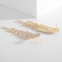 Load image into Gallery viewer, Jewelblings Shiny Baguette Cut CZ Accent Long Tassel Earrings for Prom Ball Party

