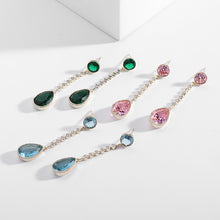 Load image into Gallery viewer, Jewelblings Gorgeous Gold Tone Long Small Round Stone Tassel Imitated Emerald Green Pear Drop Earrings Classic Teardrop Jewelry
