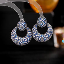 Load image into Gallery viewer, Jewelblings Stunning Opens Statement Clear Light Dark Blue Round Drop Earrings Geometrical Accessory
