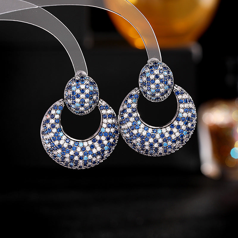 Jewelblings Stunning Opens Statement Clear Light Dark Blue Round Drop Earrings Geometrical Accessory