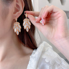Load image into Gallery viewer, Jewelblings Dazzling Multi-Tiered Cluster Orange Leaf Drop Earrings

