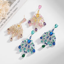 Load image into Gallery viewer, Jewelblings Fantastic Chandelier Style Colored Stones Art Deco Burst Tassel Drop Earrings Formal Event Accessory
