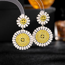Load image into Gallery viewer, Jewelblings Luxury Baguette Cut and Pave CZ Round Shaped Daisy Flower Drop Earrings Special Gift Jewelry
