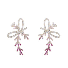 Load image into Gallery viewer, Jewelblings Winter Inspiration Ribbon Bow and Snowflake Stud Earrings Fashion Designer Jewelry

