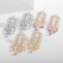 Load image into Gallery viewer, Jewelblings Gorgeous Arch Shaped Tassel Earrings for Wedding Bridal Accessory
