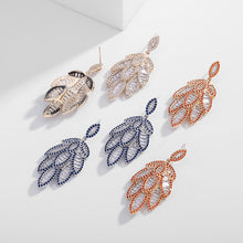 Load image into Gallery viewer, Jewelblings Dazzling Multi-Tiered Cluster Orange Leaf Drop Earrings
