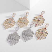 Load image into Gallery viewer, Jewelblings Fairy Tale Vintage Style Statement Colored Castle Tassel Earrings for Gala Prom Costume Accessory

