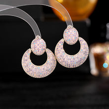 Load image into Gallery viewer, Jewelblings Stunning Opens Statement Clear Light Dark Blue Round Drop Earrings Geometrical Accessory
