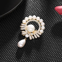 Load image into Gallery viewer, Jewelblings Dramatic Vintage Opens Circlet Round Mother of Pearl Drop Brooch Pin Wedding Jewelry
