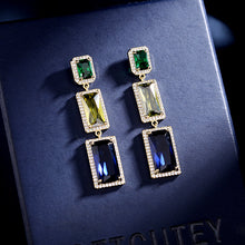 Load image into Gallery viewer, Jewelblings Modern Fashion 4-prong Set Rectangle Stones Drop Earrings Geometrical Jewelry
