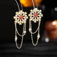 Load image into Gallery viewer, Jewelblings Fantasy Opens Mini Pearls Accent Heart Domed Square Flower Link Chain Tassel Drop Earrings Fairy Style Jewelry
