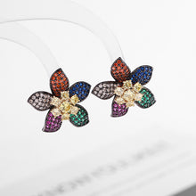 Load image into Gallery viewer, Jewelblings Stunning Two Layered Five Petal Colorful Flower Stud Earrings Daily Office Jewelry

