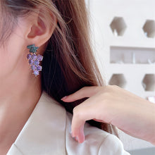 Load image into Gallery viewer, Jewelblings Pretty Green Leaf Round Cut CZ Purple Grape Drop Earrings Garden Fruit Jewelry
