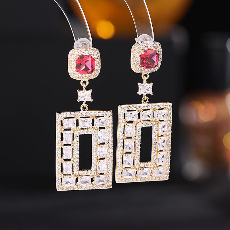 Jewelblings Geometrical Fashion Opens Statement Rectangle Drop Earrings Formal Event Accessory