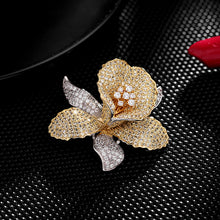 Load image into Gallery viewer, Jewelblings Luxurious Full Micro Pave CZ Blossom Yellow Orchid Flower Brooch Pin for Women Jewelry
