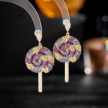 Load image into Gallery viewer, Jewelblings Delightful Fashion Round Shaped Purple Hot Pink Yellow Lollipop Earrings Candy Jewelry
