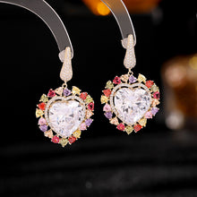 Load image into Gallery viewer, Jewelblings Gorgeous Colored Stones Cluster Clear White Heart Shaped Drop Earrings Date Anniversary Gift Jewelry
