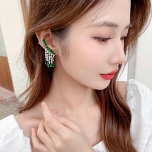 Load image into Gallery viewer, Jewelblings Modern Fashion Pear Stone Accent Ear Cuff and Pierced Tassel Earrings

