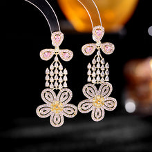 Load image into Gallery viewer, Jewelblings Vintage Chandelier Style Trio Petal Stud and Tassel Flower Drop Earrings Luxury Jewelry
