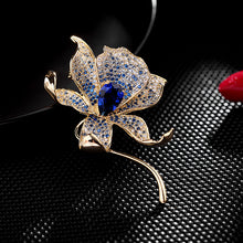 Load image into Gallery viewer, Jewelblings Luxury Entry Pear Stone Centered Blossom Orchid Flower Brooch Pin
