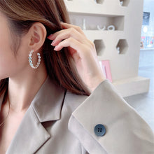 Load image into Gallery viewer, Jewelblings Romantic Style Blue Heart Cut CZ Hoop Earrings C Shaped Earrings Jewelry
