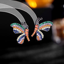 Load image into Gallery viewer, Jewelblings Vivid Micro Pave CZ Orange Profile Butterfly Stud Earrings for Women Insect Costume Accessory
