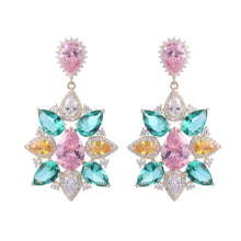 Load image into Gallery viewer, Jewelblings Fantastic Pear Stone Accent Colorful Flower Drop Earrings Runway Red Carpet Jewelry
