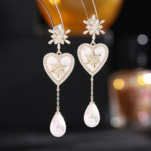 Load image into Gallery viewer, Jewelblings Old European Vintage Snowflake Heart Pearl Drop Earrings Costume Wedding Accessory

