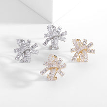Load image into Gallery viewer, Jewelblings Sparkling Baguette Shaped CZ Loop Ribbon Bowtie Stud Earrings for Cocktail Party

